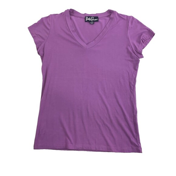 BOGO Lesley Evers Purple V-Neck Tee Short Sleeves Viscose Stretch Womens Small - Picture 3 of 10